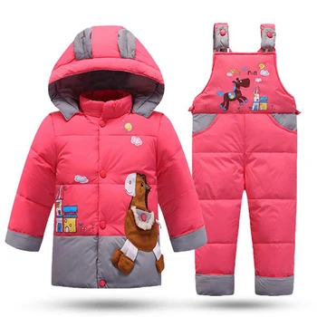 

Winter Children's Snowsuit Boy Clothing Set Kids Down Jacket Overalls for Girl Baby Warm Park Hooded Coat+Pant Infant