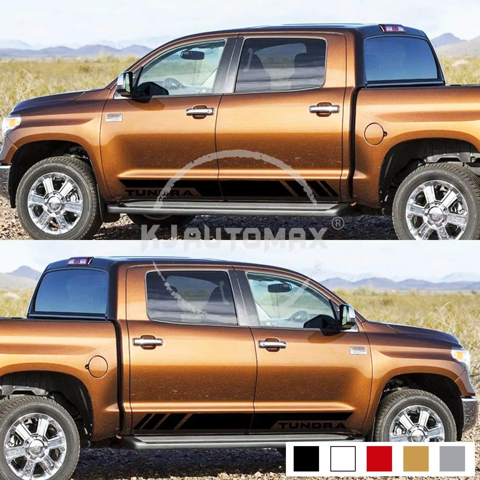 KJAUTOMAX для Toyota Tacoma TUNDRA черный винил боковая полоса комплект наклейка стикеры Серебряный Молдинг двери защита порога