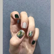 410-зеленый размазывание золотой фольги-стиль зеленый размазывание INS ветер поддельные ногти готовой продукции носить маникюр патч