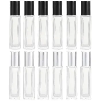 

12pcs Rollerball Bottle Transparent 10ml Refillable Roller Bottle Subpackaging Bottle Empty Bottles Essential Oil Bottle