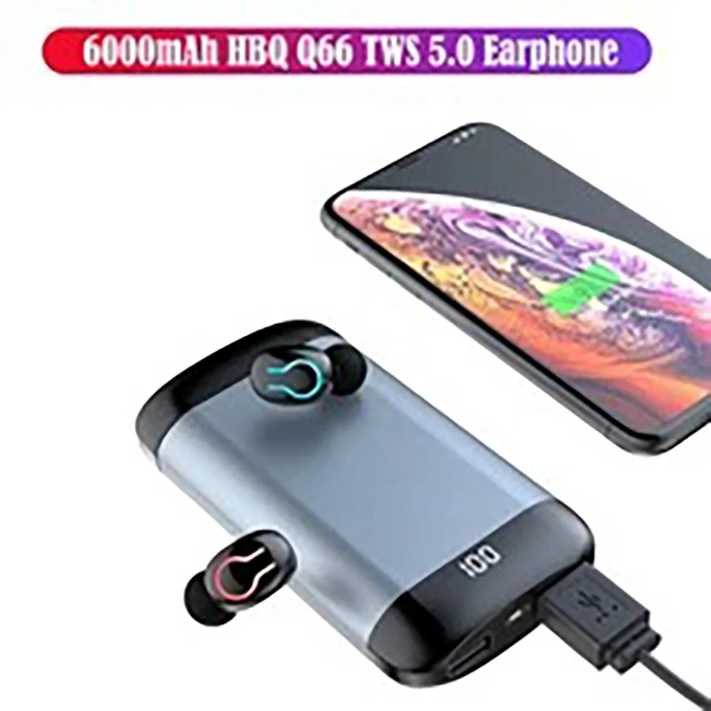 Q66 Беспроводной V5.0 Bluetooth наушники HD стерео спортивные Водонепроницаемый
