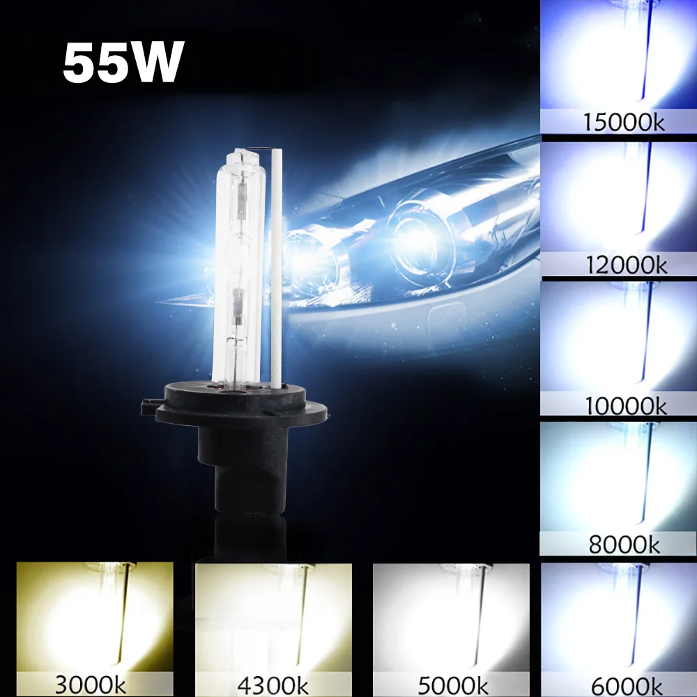 SUKIOTO 12V 55W H7 Xenon HID Conversion Kit H1 H3 H11 9005 9006 Xenon Lamp Bulbs DC Digital HID Ballast 4300K 5000K 6000K 8000K (3)