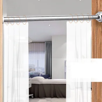 

Extendable Bathroom Curtain Rod For Windows Stainless Steel No Drilling Telescopic Pole Rod Home Garden
