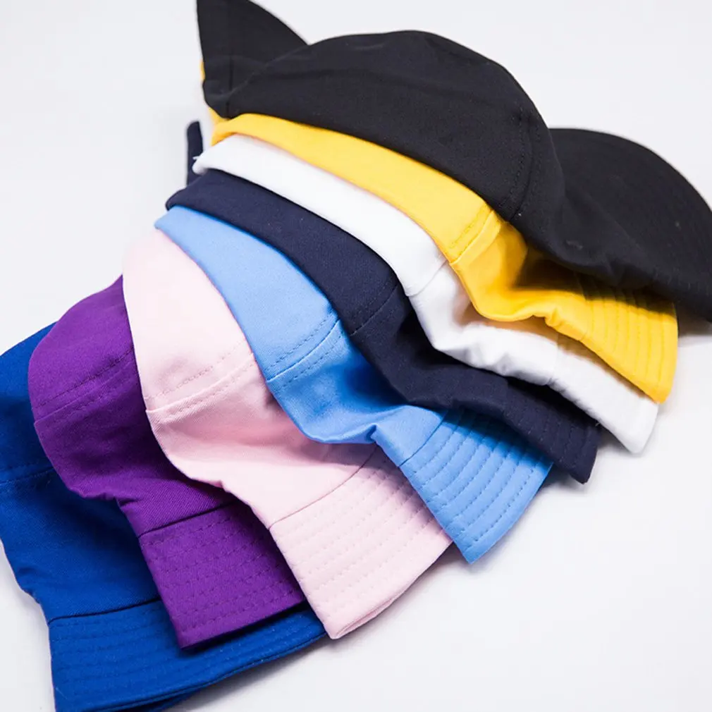 New Fashion solid Hat White Black Bucket Hat Reversible Fisherman Caps Summer Hats For Women Gorras фиолетовая Шляпа рыбака