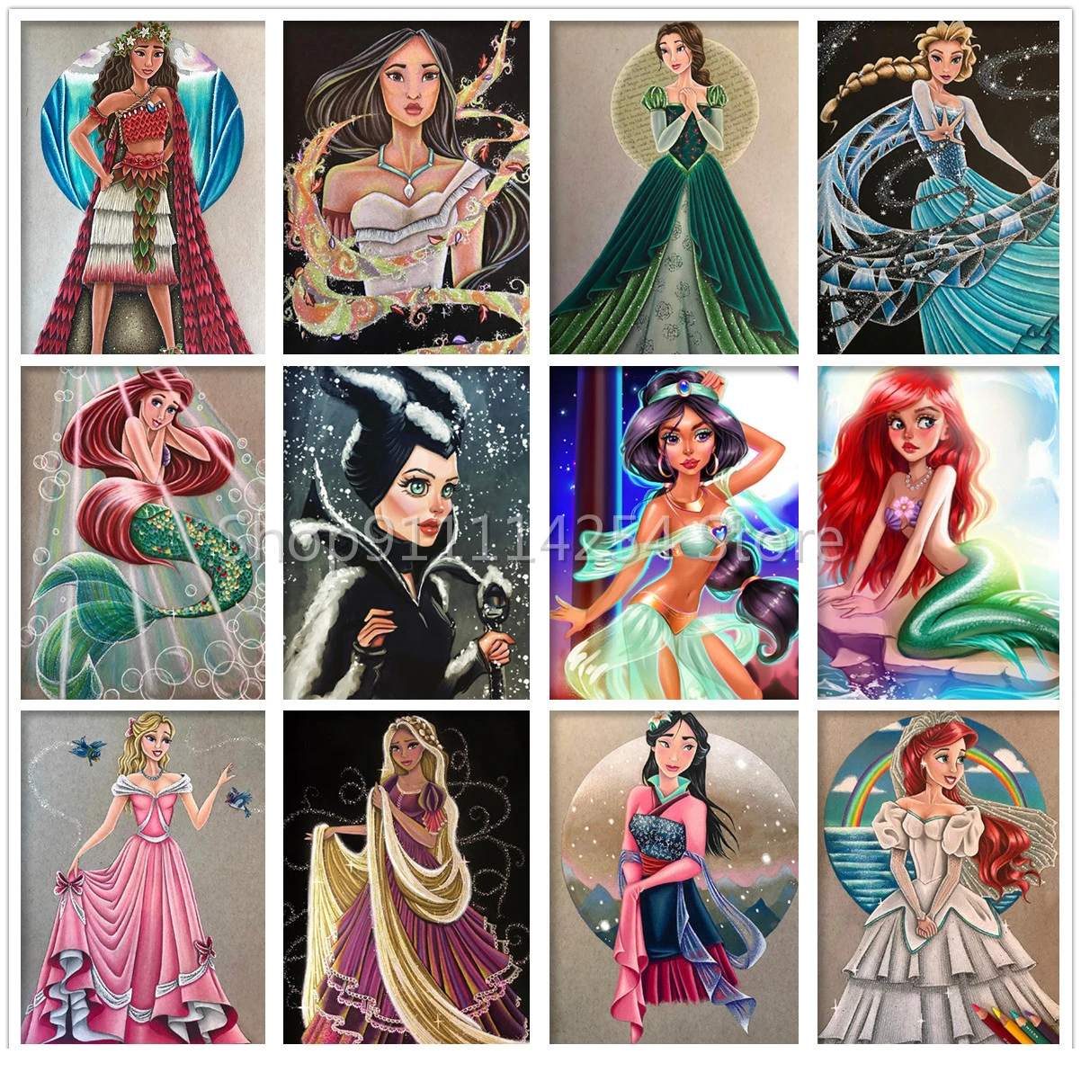 ディズニープリンセスシリーズの5dダイヤモンド絵画 月光のシルエット ダイヤモンドモザイク クロスステッチ 自分でできる 家の装飾 ギフト Diamond Painting Cross Stitch Aliexpress