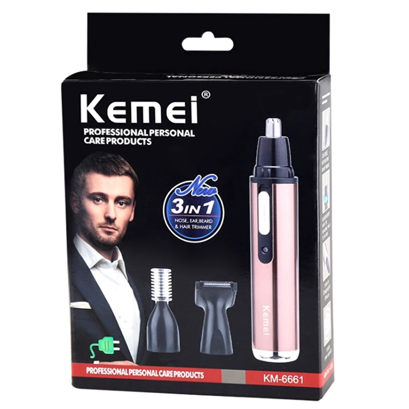 Kemei 올인원 그루밍 키트 남성용 충전식 전기 면도기 코 헤어 트리머 귀, 수염, 눈썹, 얼굴 면도기