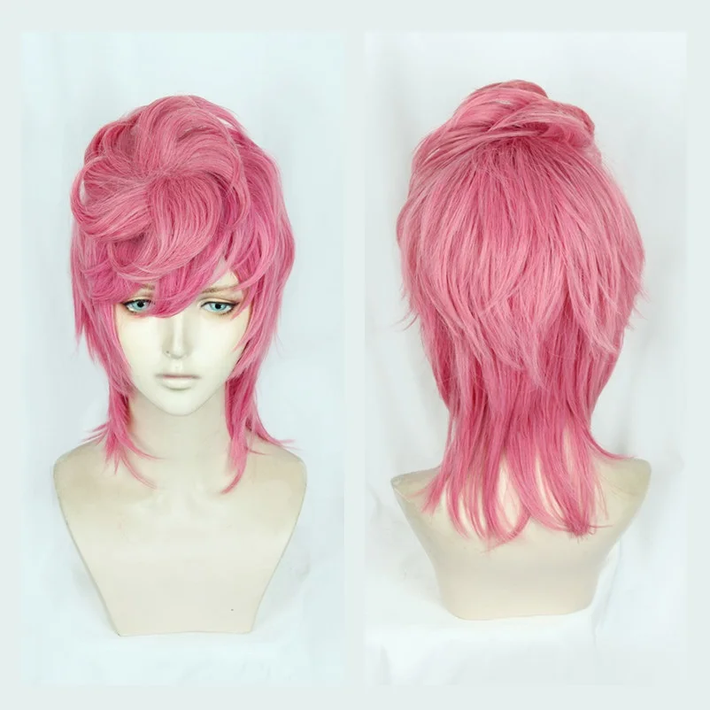 

Trish Una Cosplay Pink Wig Anime JOJO Bizarre Adventure Golden Wind Cosplay Wig Trish Una Hair Halloween Costume Wigs +Cap+Track