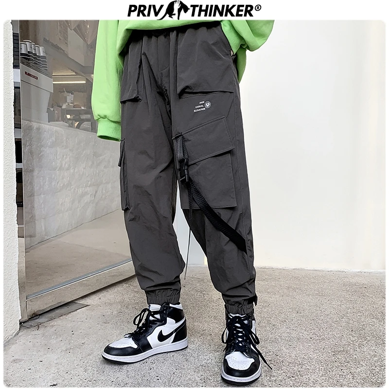 Privathinker Big Pocket Cargo Pants Men's Hip Hop Streetwear Black Thicken Winter Trousers Man Women Baggy Joggers Pants
