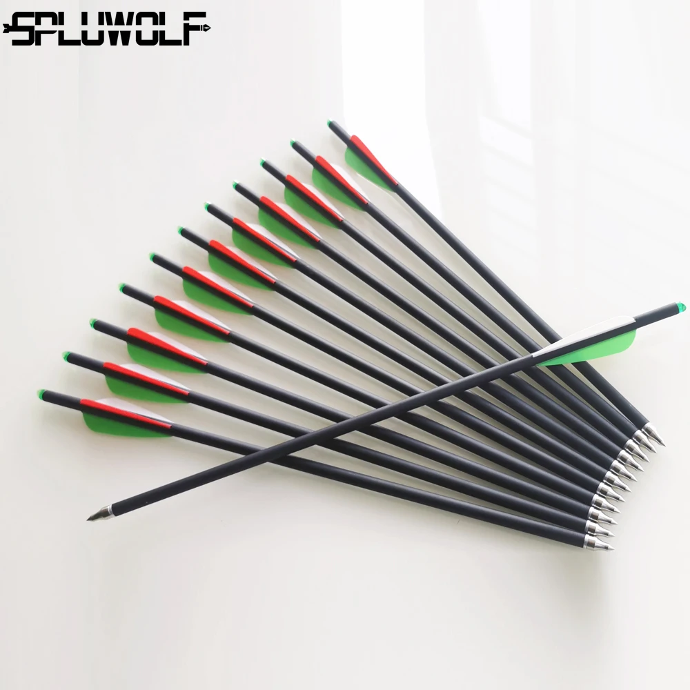 6/12PCS 17/20/22" Crossbow Hunting Shooting Carbon Arrows 8.8mm Archery Target 