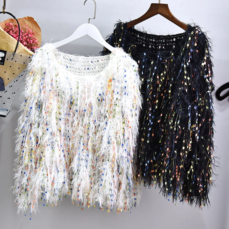 Korean new fashion sweater women autumn winter mohair comfy pullover knitwear colorful tassel sweaters coat sweet tops pull