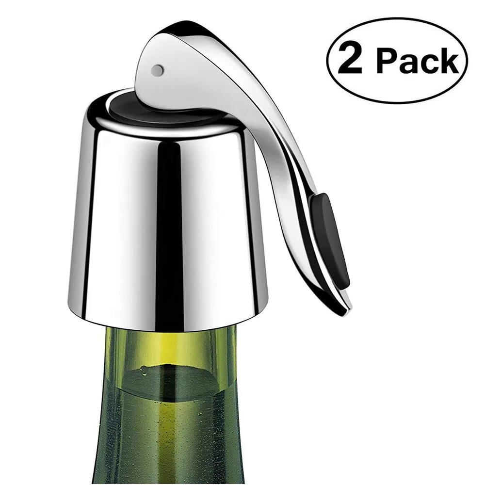 

2 Pcs Wine Bottle Stopper Stainless Steel Plug Bottle Stopper Reusable Wine Bottle Sealer Keep Wine Fresh Bar Accessories