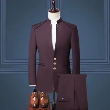 

HO autumn of 2019 new men business suits collar youth three-piece suits