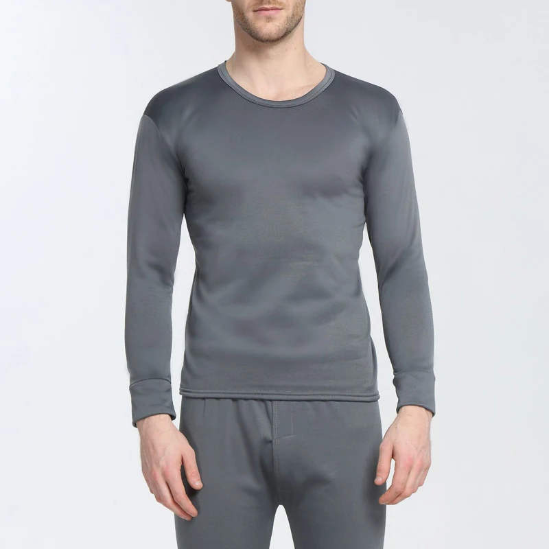 Men Women Thermal Underwear Set Tops+ Pants Lovers Autumn Winter Soft Warm Sexy Seamless Clothes Elastic Tops Pants Pajamas - Цвет: Men-Dark Gray