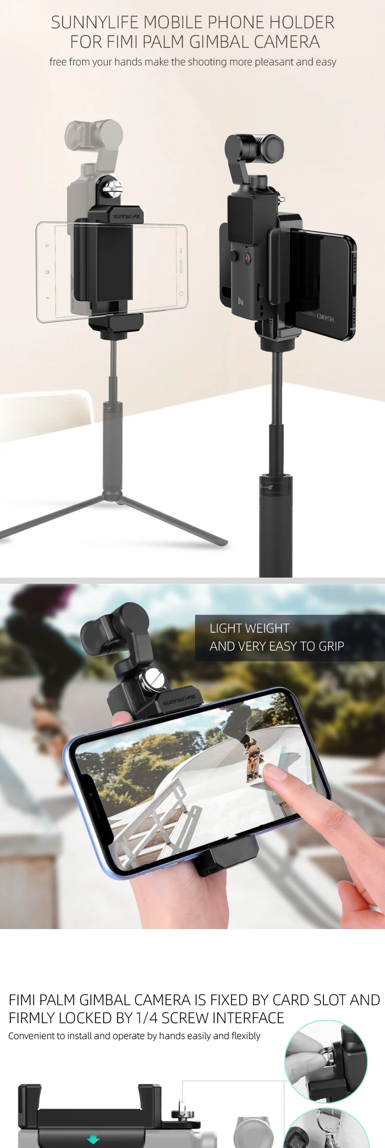 For FIMI PALM Camera Phone Mount Clip Handheld Gimbal Stabilizer Phone Connector Adapter for Fimi Palm Accessories