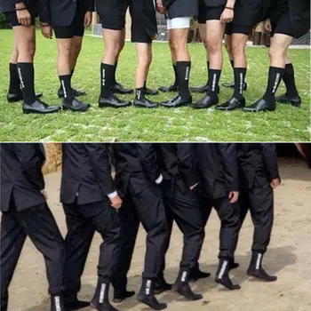 

Creative Wedding Party Mens Black Socks Groom Best Man Letter Usher Ring Bearer Page Boys