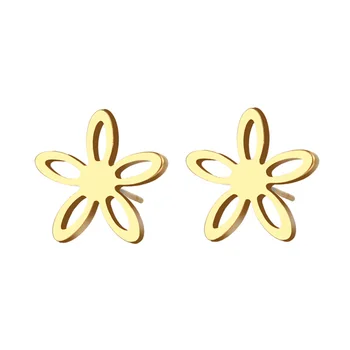 

V-354 Stainless Steel Stud Earring For Women Man Hollow Flower Gold And Silver Color Lover's Engagement Jewelry Drop Shipping