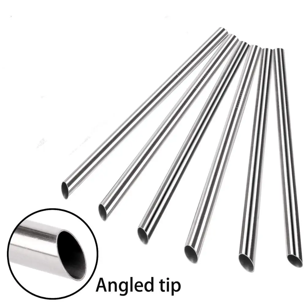 

50/100Pack 12mm 304 Reusable Stainless Metal Steel Straws for Pearl Milkshake Fat Bubble Tea Creative Bevel Straws