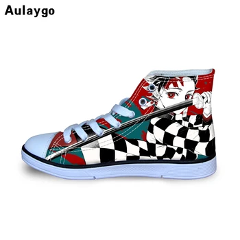

Aulaygo Demon Slayer Anime 3D Printing Kids Canvas Shoes Cartoon Cospla Boys Casual Children Sneakers Girl Sport Running Flat