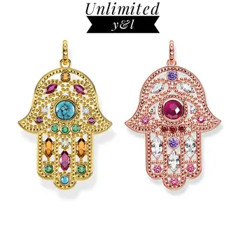

Hand of Fatima Pendant Golden Jewelry Bohemia 925 Sterling Silver Accessories Protection Gift For Ts Women 2020 Autumn Brand New