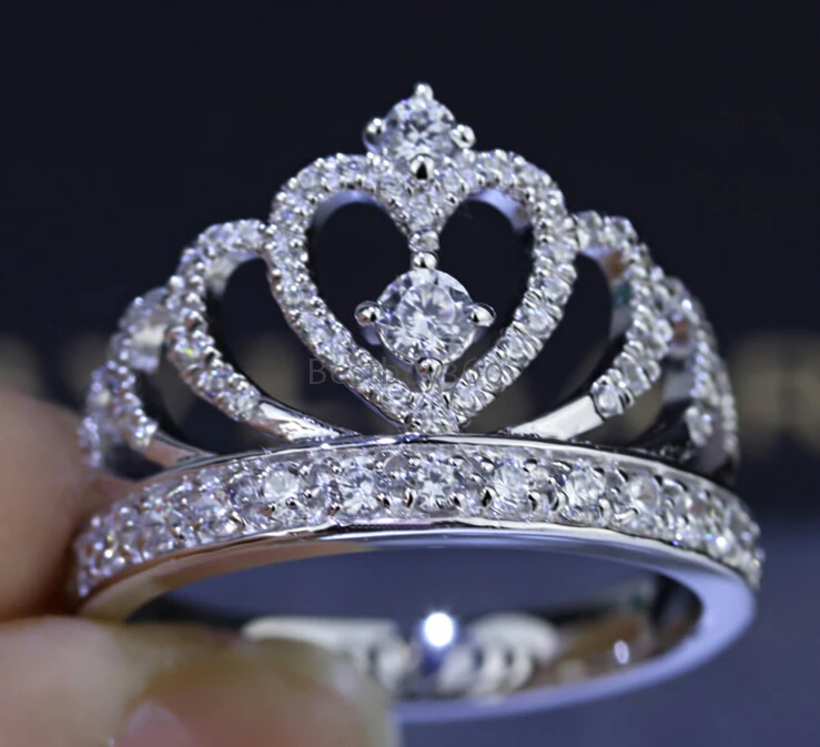 

925 silver crown ring sona mariage nupcial de mariee casamento boda diamante anel aneis anillo anneau US size from 4 to 12 (JSA)