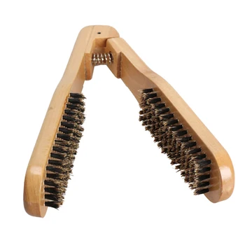 

Anti Static Home Hair Comb Bristle Wooden Clamp V-shaped Straightener Brush Durable Salon Professional Hairdressing Tool Women