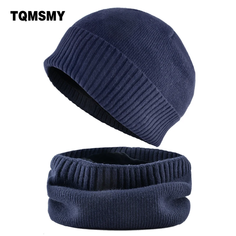 

TQMSMY Winter Hat And Scarf Set Men Solid Color Knitted Beanie Scarves Warm Outdoor Snow Beanies Sets Thick Add Velvet Hat TMA86