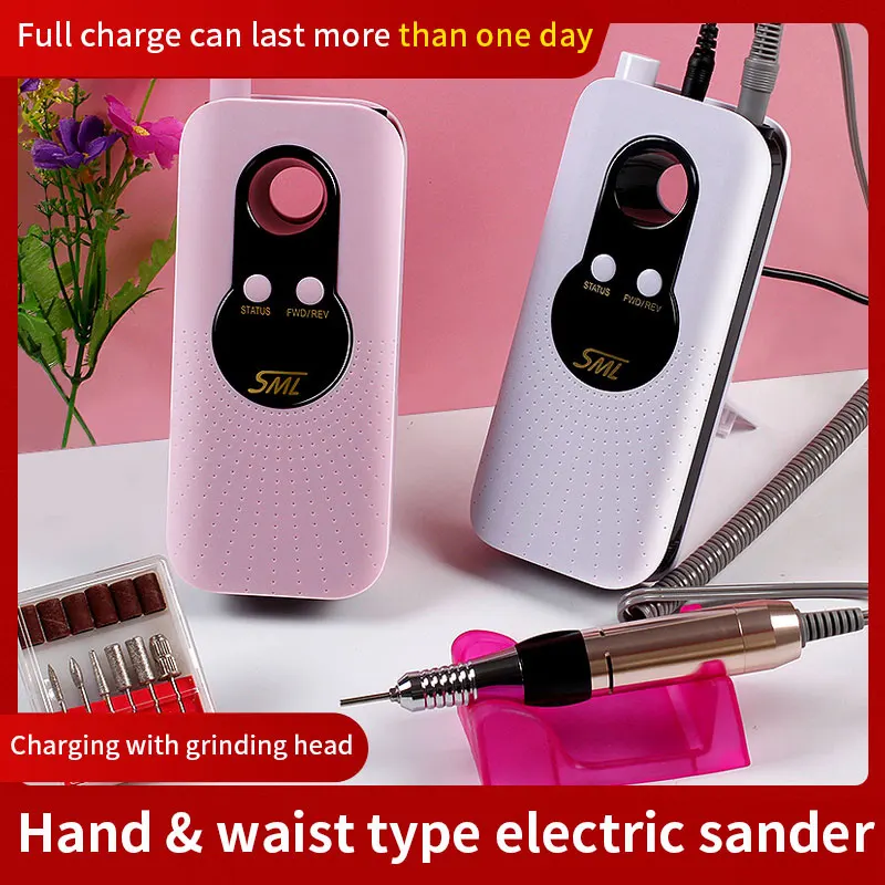 Comprar Máquina taladradora de uñas máquina eléctrica para pulir fuerte pedicura recargable portátil de RPM para herramientas de uñas de manicura