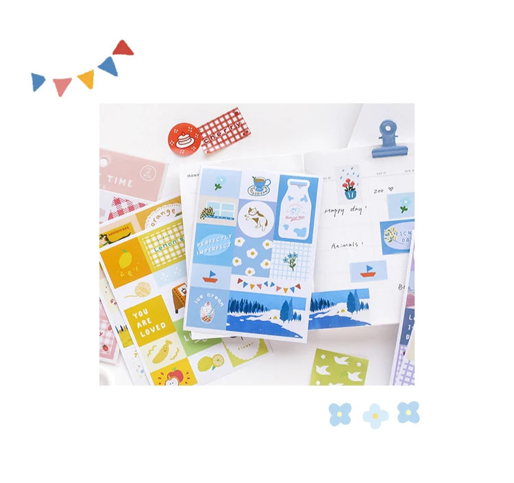 Adesivo de Papel Cor de Sal Pces Pacotes Doce Tempo Criativo Decoração Faça Você Mesmo Bonito Grade Laço 24 - 12 11 24 pces 12 pacotes doce tempo criativo