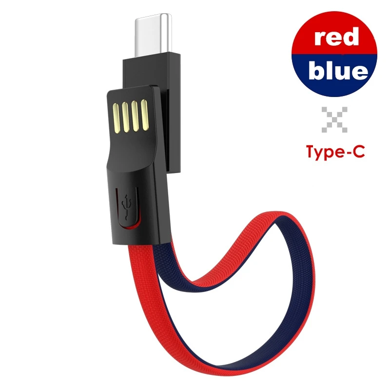 Брелок, мини, быстрая зарядка, USB кабель, Micro usb type C, кабель для освещения, для iPhone, samsung, HUAWEI, Xiaomi, зарядное устройство, кабели для зарядки - Цвет: Red and Blue