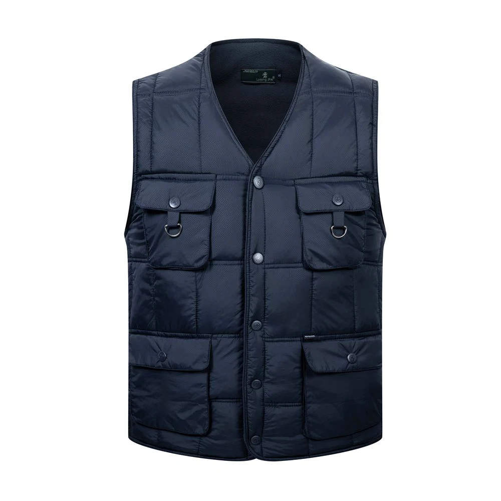 

Winter Fleece Vest Mens Multi Pockets Spring Autumn Waistcoat Photographer Fishing Casual Warm Sleeveless Jacket Plus Size 4XL