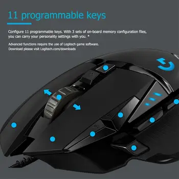 

Logitech G502 Hero Dominator Game Video Game Mouse Upgrade Hero 16K Sensor Engine 16000dpi RGB Glare 11 Programmable Buttons