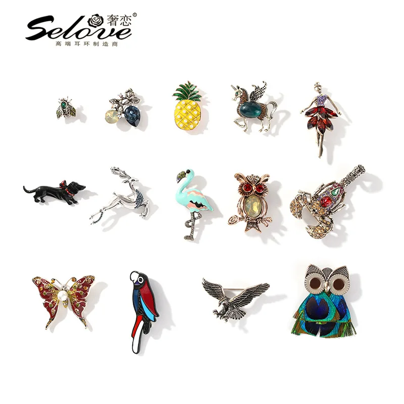 

Luxury Love New Style Owl Bees Bow Cartoon Brooch Europe And America Korean-style Unicorn Flamingo Animal Corsage