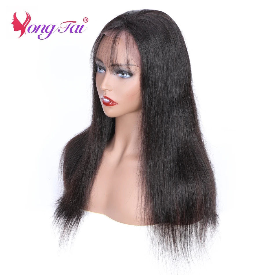 YuYongtai волосы прямые 13*4 кружевные передние человеческие волосы парики для черных женщин средний коэффициент перуанские волосы remy Предварительно выщипанные 150