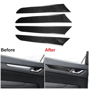 

4Pcs Real Carbon Fiber Interior Window Door Panel Cover Trim For Mazda CX-5 CX5 2017 2018 Auto Accessories