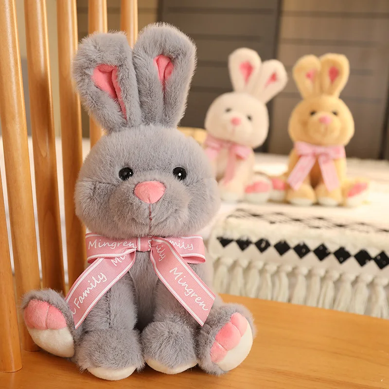 

New 1pcs 30cm Kawaii Cartoon Rabbit Plush Toy Bunny With Ribbon Doll Soft Stuffed Animal Doll Kids Girls Birthday Christmas Gift