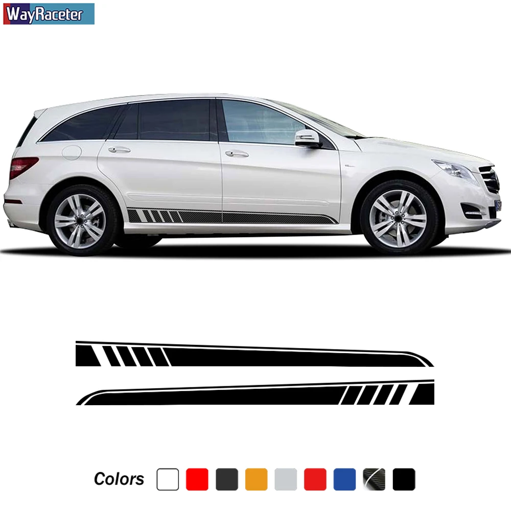 

2 Pcs Car Door Side Stripes Skirt Sticker Vinyl Decal For Mercedes Benz R Class W251 R300 R320 R350 R500 R63 AMG Accessories