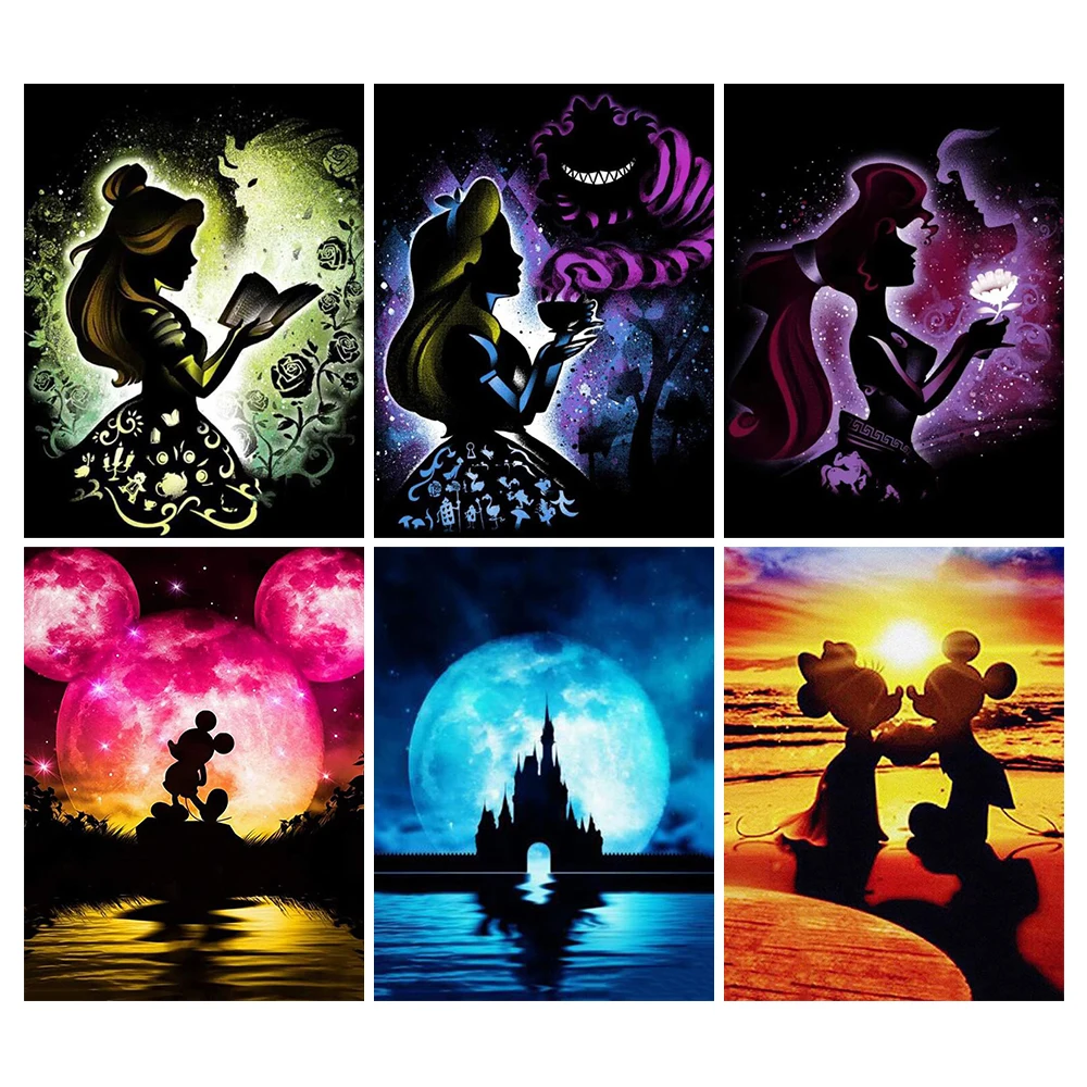 Disney New 5D DIY Diamond Painting Dark Princess Round Drill Diamond Stitch Rhinestone Mosaic Decor Gift unicorn 5d diamond painting