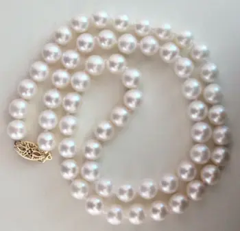 

14k/20 yellow gold CLASSIC NATURAL8-9mm WHITE SOUTH SEA PEARL NECKLACE 18 inch