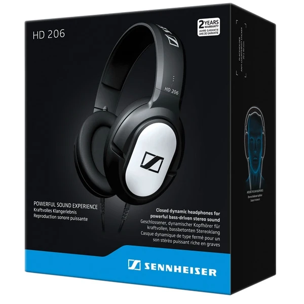 Наушники SENNHEISER HD 206, 3.5 мм, черный/серебристый