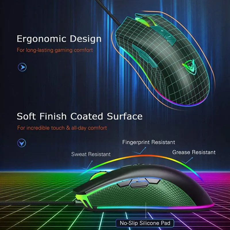 VicTsing новая Проводная игровая мышь регулируемые кнопки 10000 dpi Chroma RGB подсветка эргономичная оптическая компьютерная игра мыши