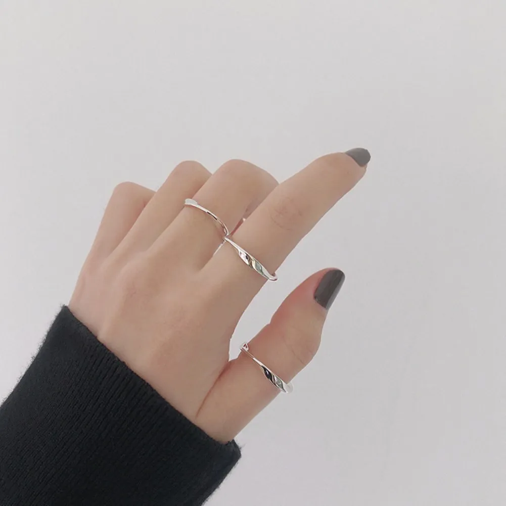 SILVERHOO Korean Style Rings For Women S925 Sterling Silver Mobius Twist Adjustable Ring Minimalism Personality Gifts Jewelry