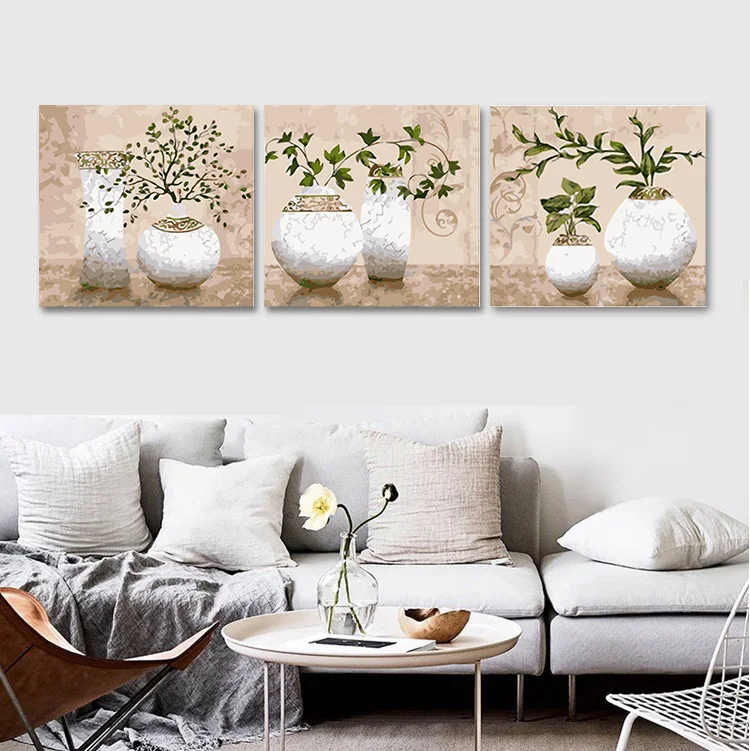 ZQ-SP031 40x40 см 3 шт. Новое поступление масляные краски пейзаж картины краски по номерам стены искусства Триптих, холст, живопись подарок для домашнего декора - Цвет: ZQ-SP031