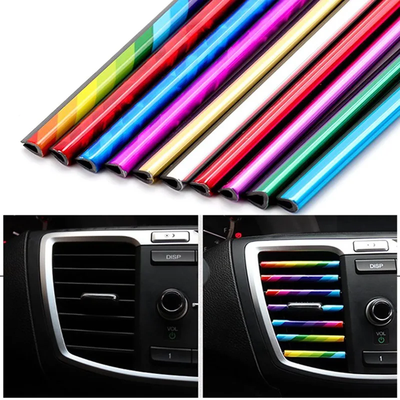 

10Pcs/Set Car-styling Plating Air Outlet Trim 20cm Interior Moulding Strip Air Vent Grille Switch Car Interior Accessories