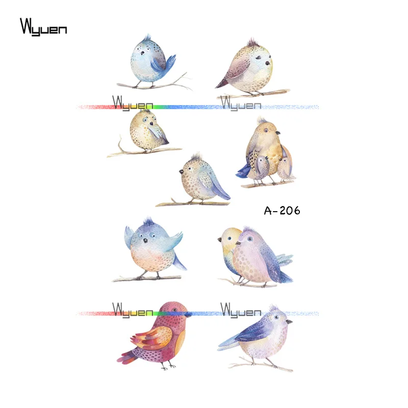 Поддельная Татуировка непромокаемая Временная переводная татуировка Wyuen Birds на