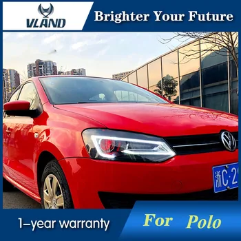 

2Pcs Car LED Head Lamp for Polo Headlights 2011-2018 LED Front Lamp HID Xenon Bi xenon Lens with Demon eye and Signal Moving