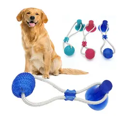 Pet Cats Dogs Интерактивная присоска толчок TPR мяч игрушки эластичные ленты для чистки зубов для домашних животных Жевательная игра IQ лечения