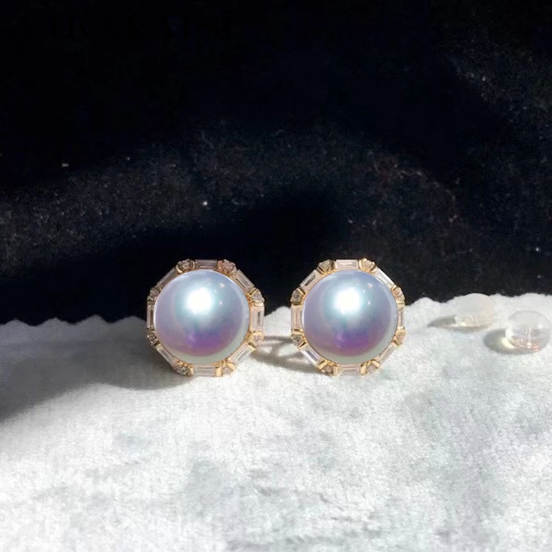 

YIKALAISI 925 Sterling Silver Earrings Jewelry For Women 11-12mm Oblate Natural Freshwater Pearl Earrings 2021 New Wholesales
