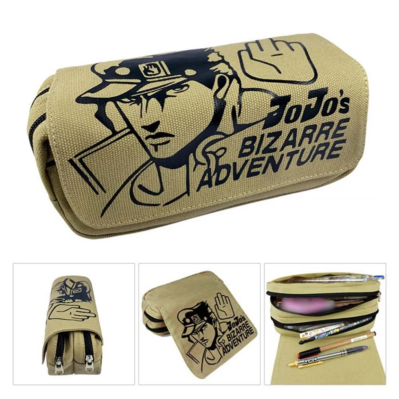 JoJo's Bizzare Adventure ручки сумки двойной слой холст молния Школа Пенал чехол канцелярская коробка портмоне