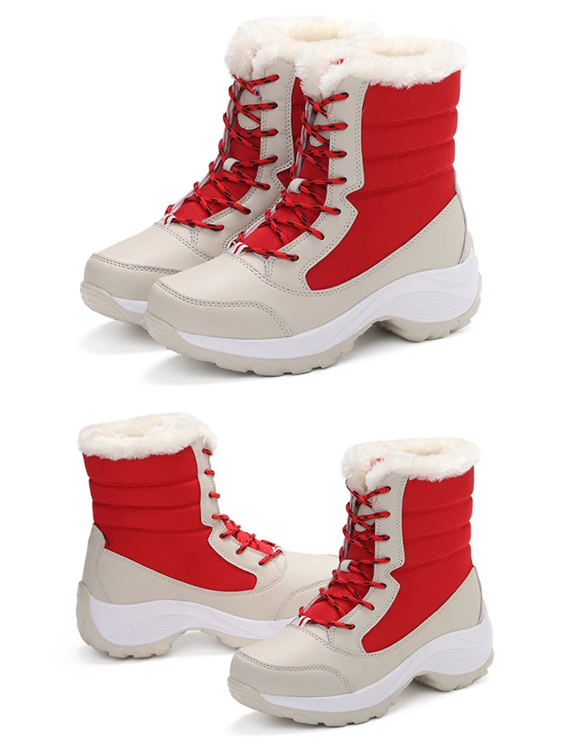 Женские ботинки; зимняя теплая хлопковая обувь; кроссовки на платформе; женские зимние ботинки на меху из водонепроницаемого материала размера плюс; Bota Feminina Com Pelo; BT1053