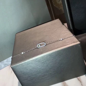 

Brand Pure 925 Sterling Silver Jewelry For Women Thin Silver Chain Bracelet Praty Wedding Jewelry Slide Stone Bracelet Rose Gold